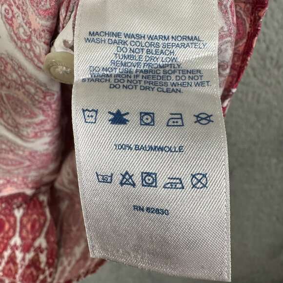 Lands' End No Iron Blouse Burgundy & White Paisley Supima Cotton Size 8 - Picture 10 of 11